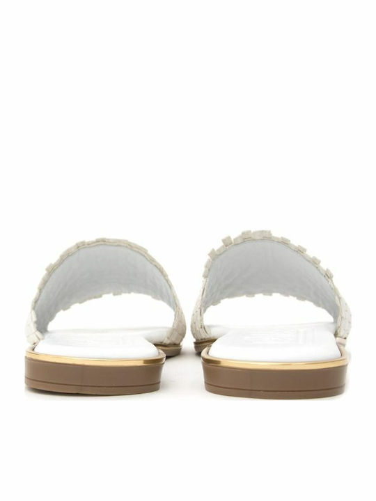 Leather Women's Flat Sandals in White Color