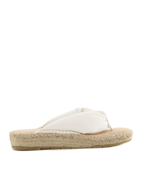 Leather Women's Flat Sandals in White Color