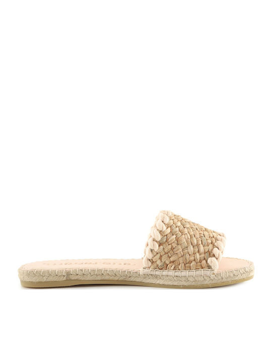 Women's Flat Sandals in Beige Color