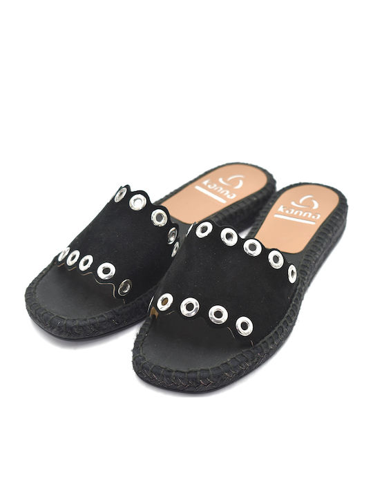 Women's Flat Sandals in Black Color