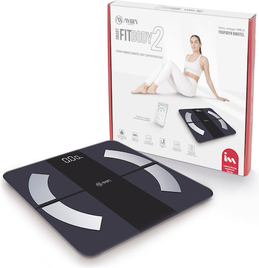 AMILA Smart Fitbody 2 Smart Bathroom Scale with Body Fat Counter & Bluetooth Black