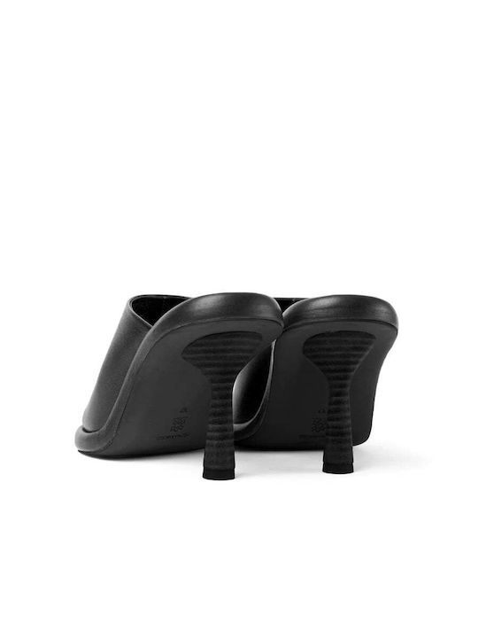 Flat Δερμάτινα Mules σε Μαύρο Χρώμα