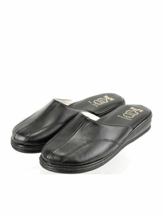 Anatomical Leather Women's Slippers Black