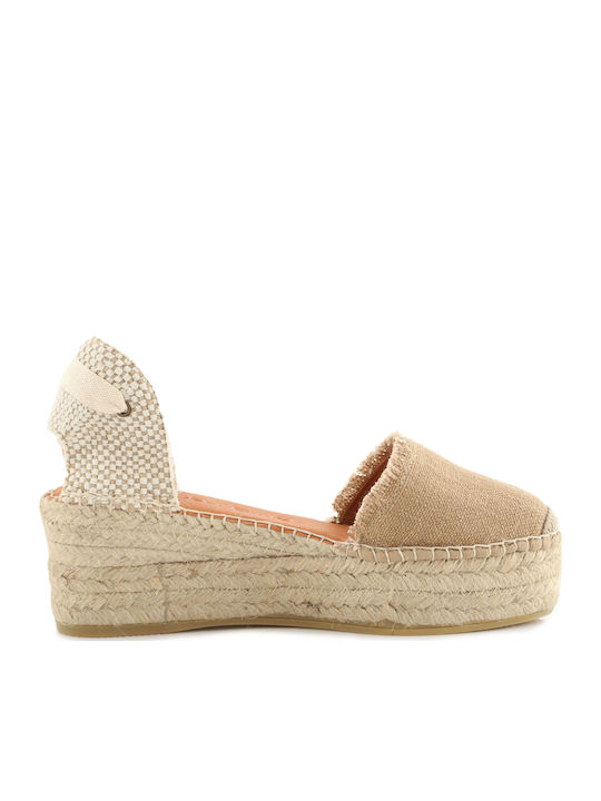 Java34 Women's Fabric Platform Espadrilles Beige