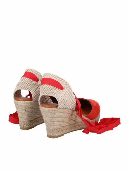 1727 Vitelo Women's Leather Platform Espadrilles Red