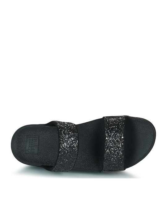 Lulu Women's Leather Platform Wedge Sandals Black
