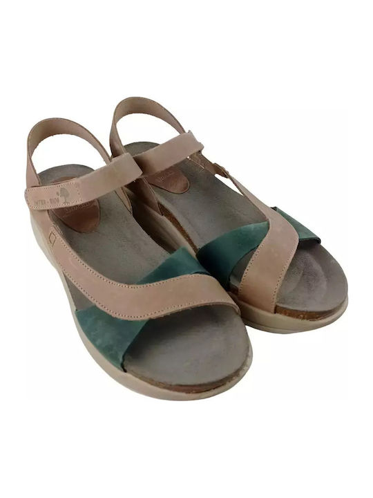 Women's Leather Ankle Strap Platforms Blue