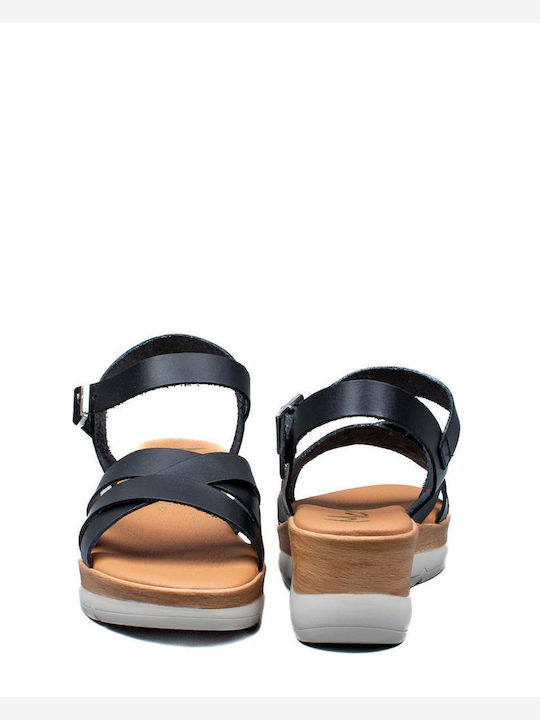 Women's Leather Platform Shoes Black