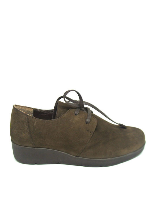 Δερμάτινα Γυναικεία Oxfords σε Καφέ Χρώμα