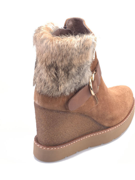 Stiefeletten Damen mit Pelz Braun