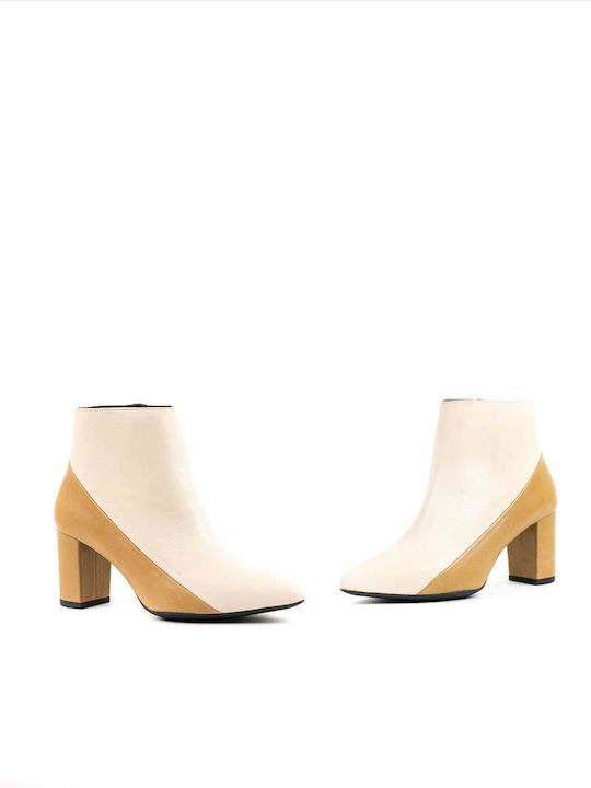 Leder Stiefeletten Damen Beige