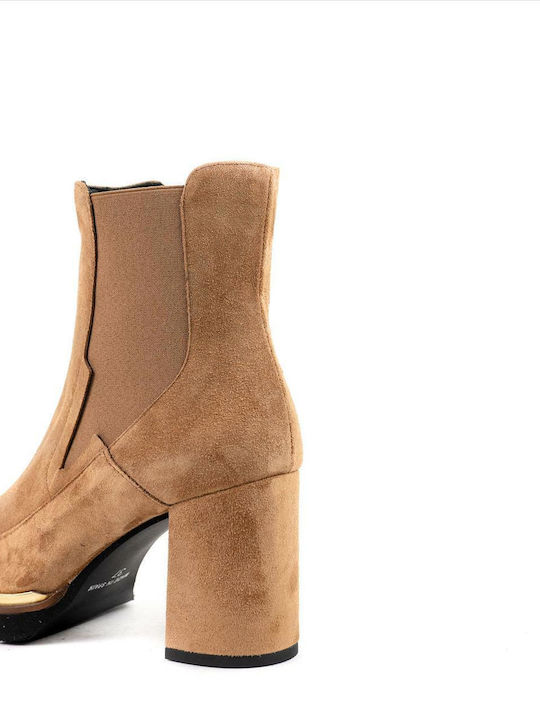 Leder Stiefeletten Damen Tabac Braun