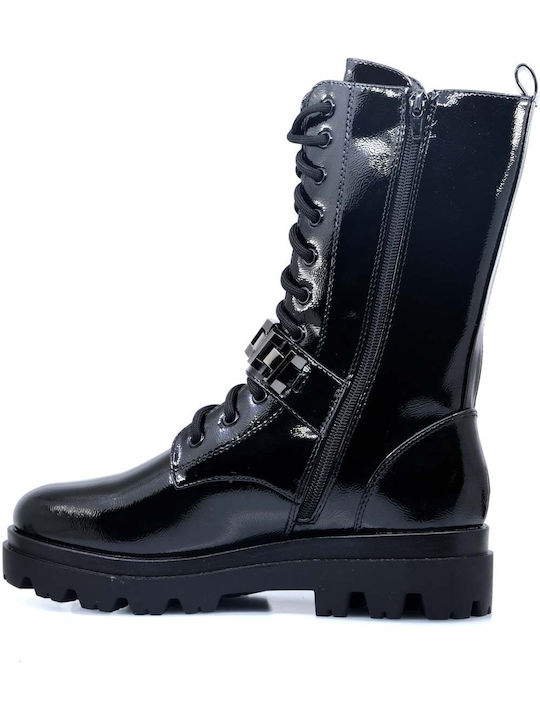 Stiefeletten Damen aus Lackleder Schwarz