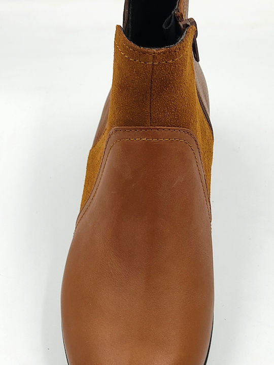 Leather Women's Ankle Boots Platform Tabac Brown