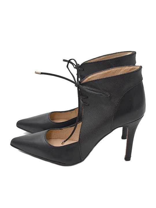 Leder Stiefeletten Damen Schwarz