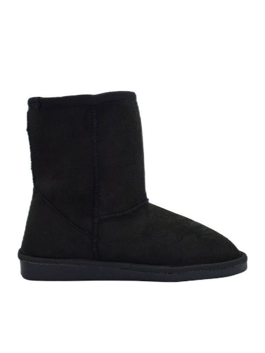 Suede Γυναικεία Μποτάκια με Γούνα Μαύρα