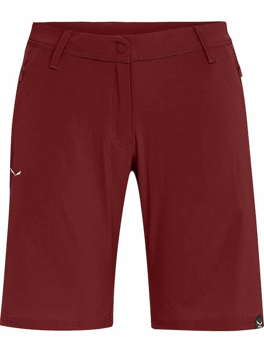 Salewa Talvena Durastretch Γυναικείο Κοντό Παντελόνι Πεζοπορίας Κόκκινο