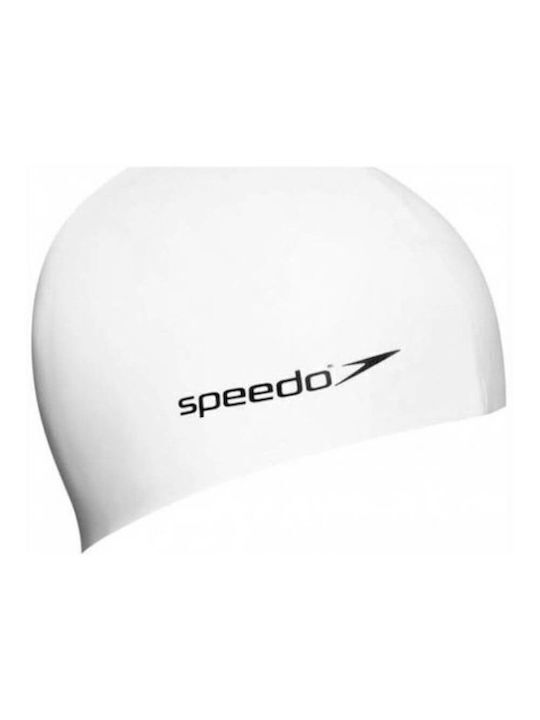 Speedo Plain Flat Silicone Kids Swimming Cap White