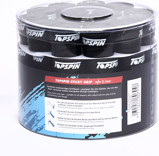 Topspin Sticky Tennis Overgrips 0.50mm X 60 Black