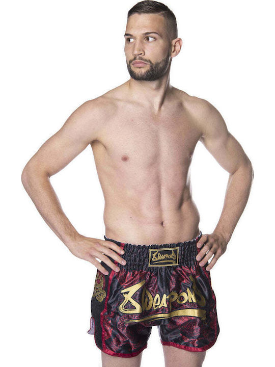 Muay Thai 8 Weapons Sak Yant Naga Black Red Boxing Shorts