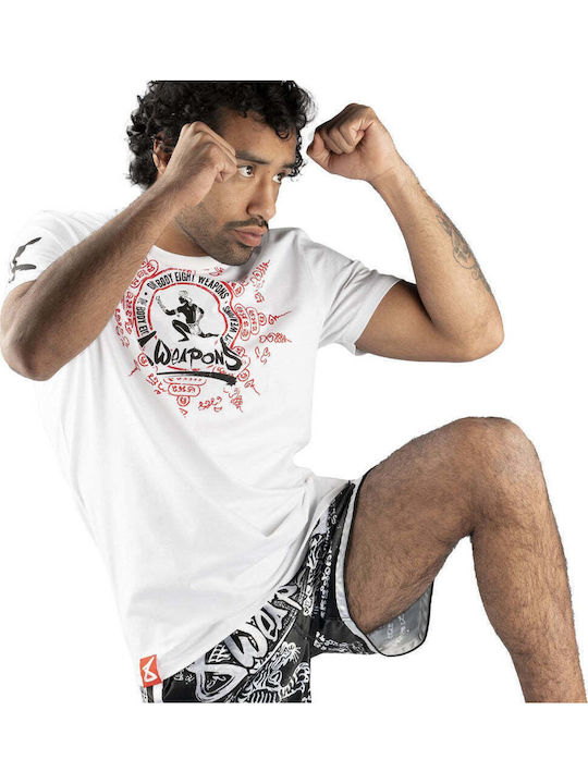 8 Weapons Ανδρική Κοντομάνικη Μπλούζα 8010051 για Muay Thai Λευκή