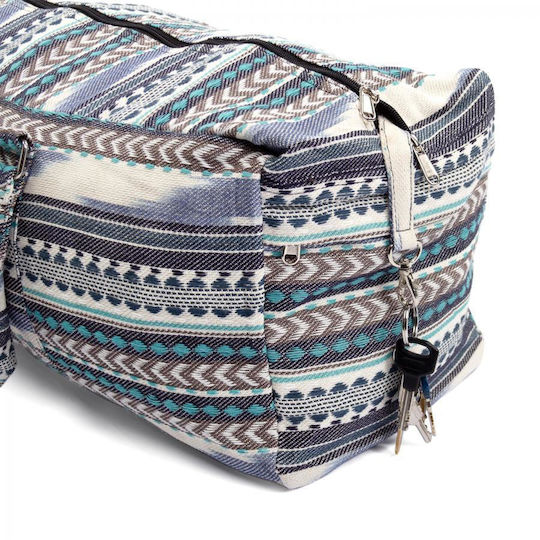 Bodhi Yoga Kit Mat Bag Ethno Τσάντα Μεταφοράς Στρώμα Βαμβάκι Μαύρο Άσπρο Μπλε Διαστάσεις 63cm X 20cm X 23cm