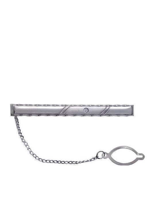 SilverBrand.gr Clip Γραβάτας από Ατσάλι Ασημί