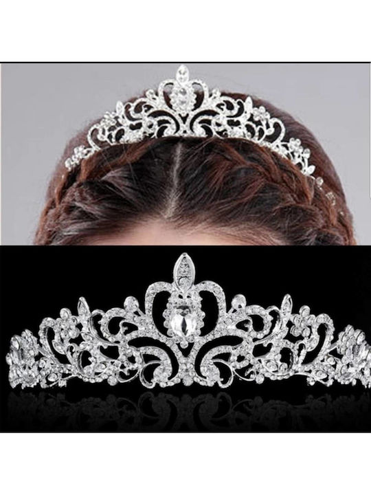 Bridal Crown Tiara Crystals Silver Height 4.50cm Support Comb