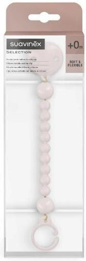 Suavinex Pacifier Clip Chain Made of Silicone Rosewater Pink