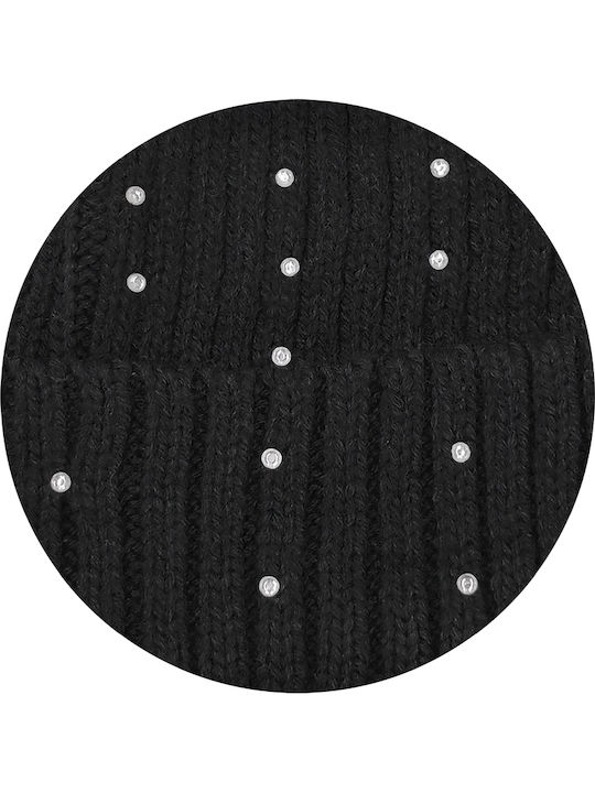 Beanie Γυναικείος Σκούφος με Rib Πλέξη σε Μαύρο χρώμα
