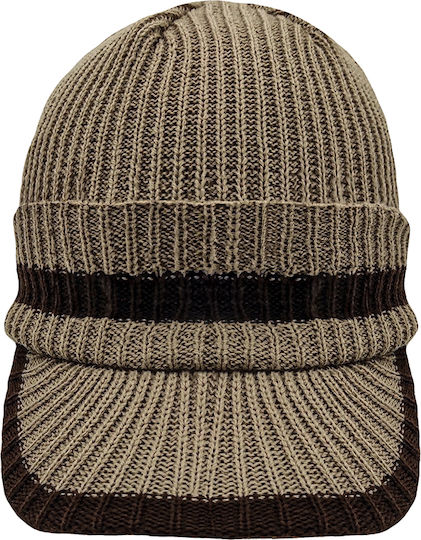 Beanie Männer Beanie mit Rippstrick in Braun Farbe