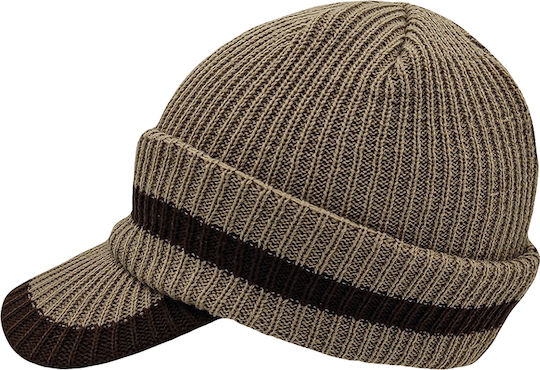 Beanie Männer Beanie mit Rippstrick in Braun Farbe