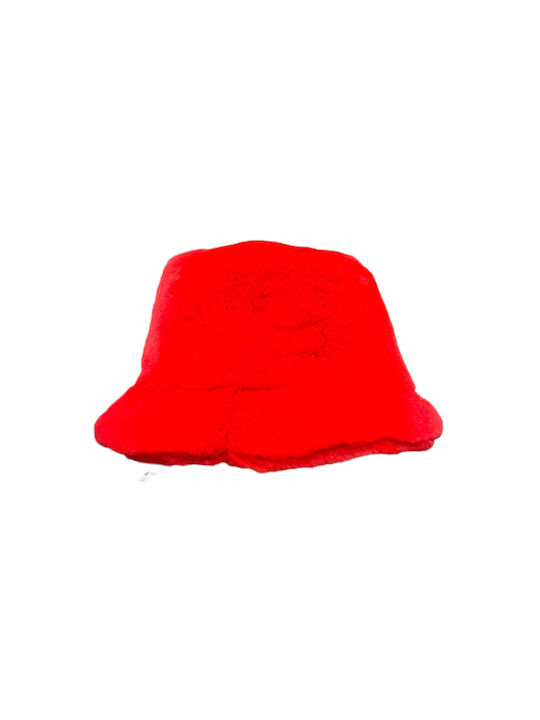 MARKOS LEATHER Frauen Pelzige Hut Eimer Rot