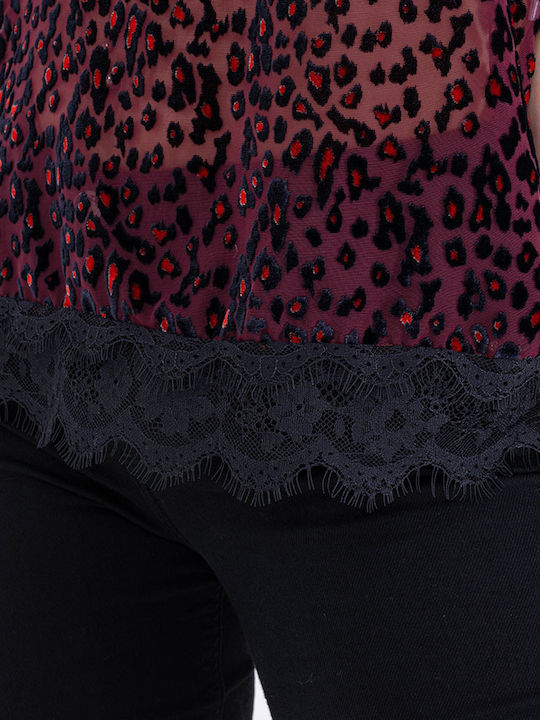 Women's Lingerie Top Checked Burgundy