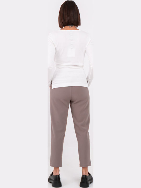 Blouse Women's Blouse Long Sleeve with V Neckline Offwhite