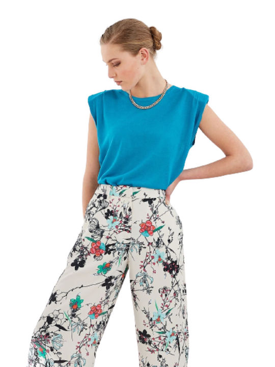 Women's Summer Blouse Short Sleeve Blue