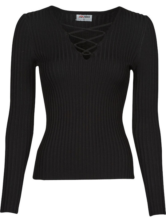 Damen Bluse Langärmelig Schwarz