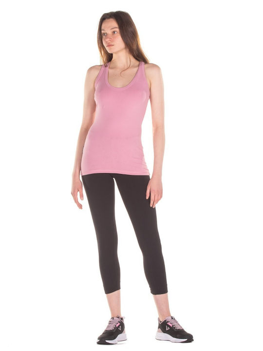Damen Sommer Bluse Baumwolle Ärmellos Pink