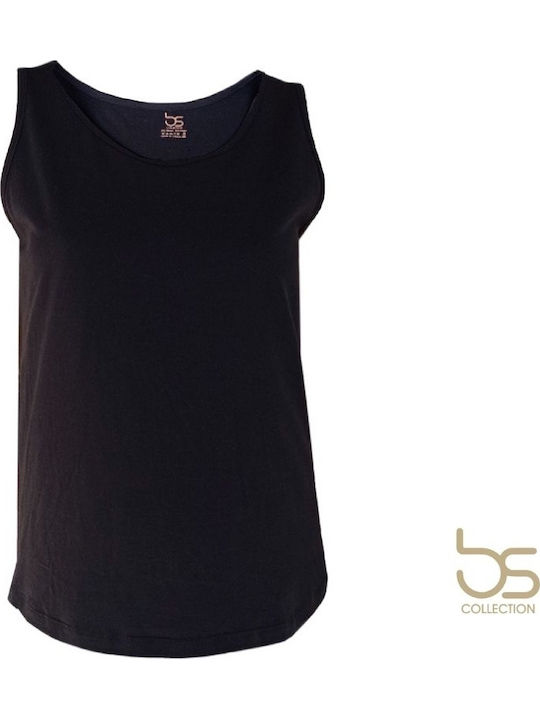 Damen Sommer Bluse Baumwolle Ärmellos Black