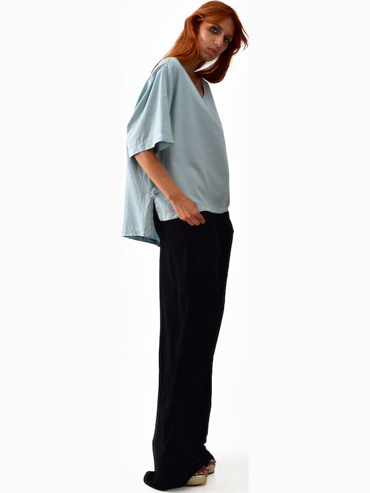 Blouse Γυναικεία Καλοκαιρινή Μπλούζα Λινή Κοντομάνικη Light Mint