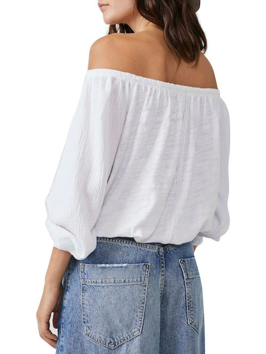 Free People Parfait Bubble Ob1626332-painted Μπλούζα Λευκή