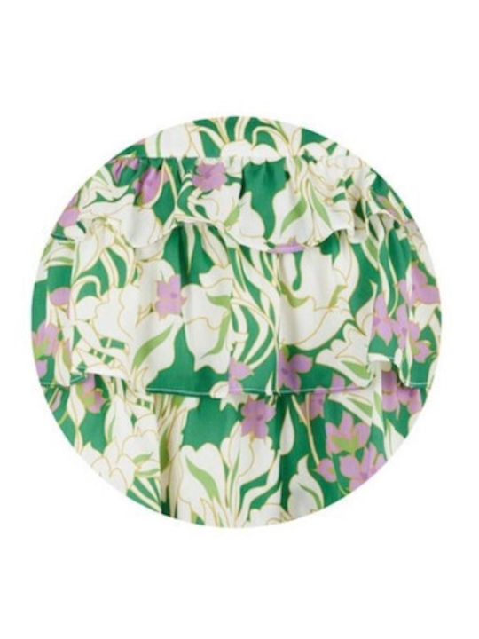 Damen Sommer Bluse Ärmellos Blumen Grün