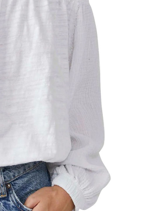 Parfait Bubble Ob1626332-painted Women's Summer Blouse Off-Shoulder Long Sleeve with Boat Neckline White