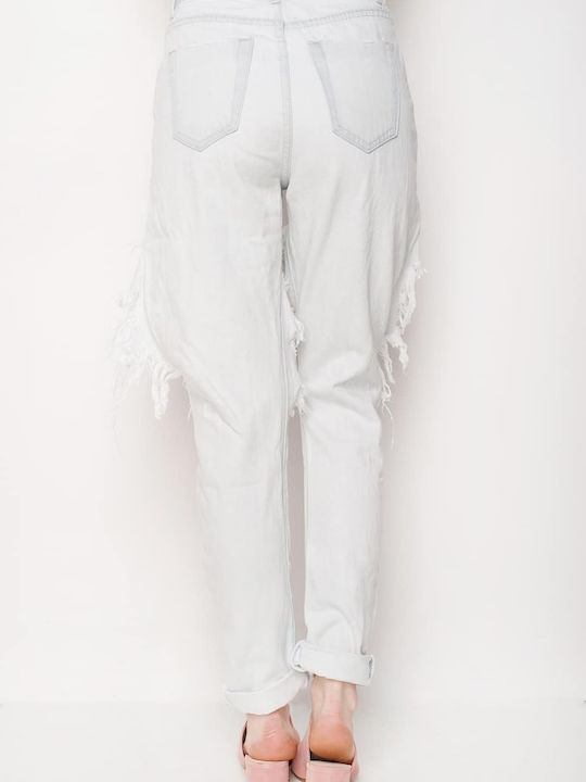 Hoch tailliert Damenjeans mit Rissen Blue