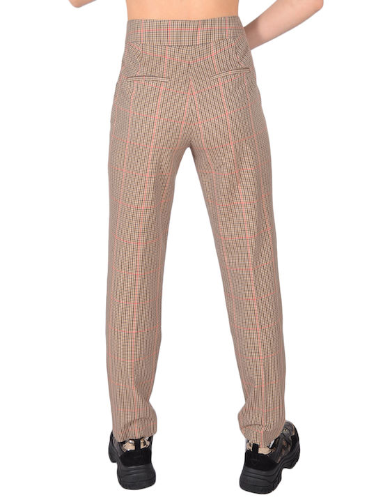 Women's High-waisted Chino Trousers Beige