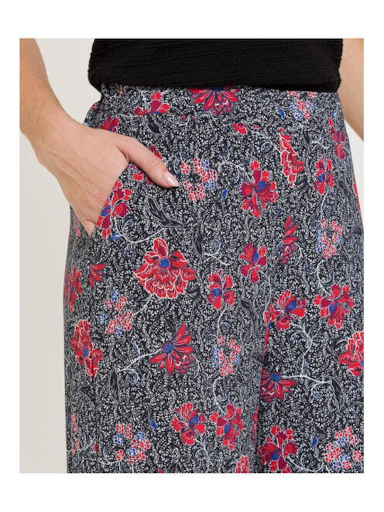 Damen Hoch tailliert Stoff Hose Blumen