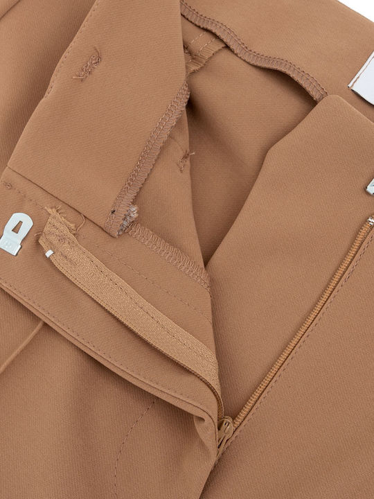 Dama Talie înaltă Tesatura Pantaloni Tabac maro