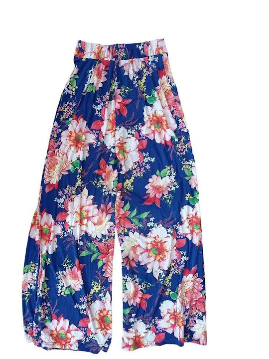 Damenhose Blumen Blau