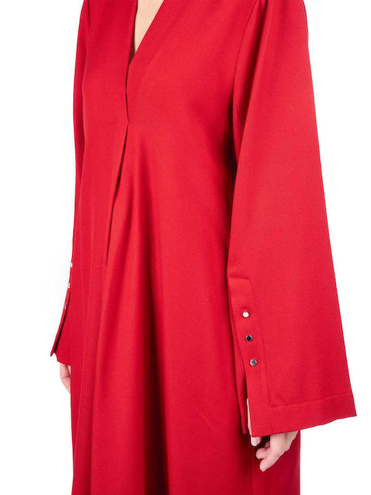 Midi Damenkleid Gestrickt Rote