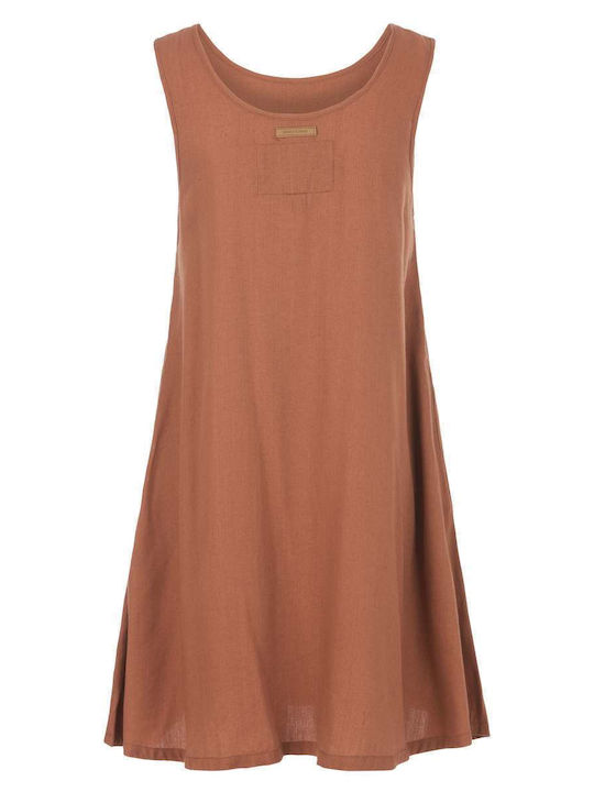 Sommer Mini Hemdkleid Mit Spitze Rustic Braun